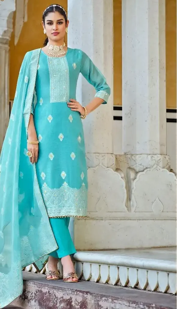 Pure Cotton Weaving Jacquard -3 PCS Un-Stiched - Image 2