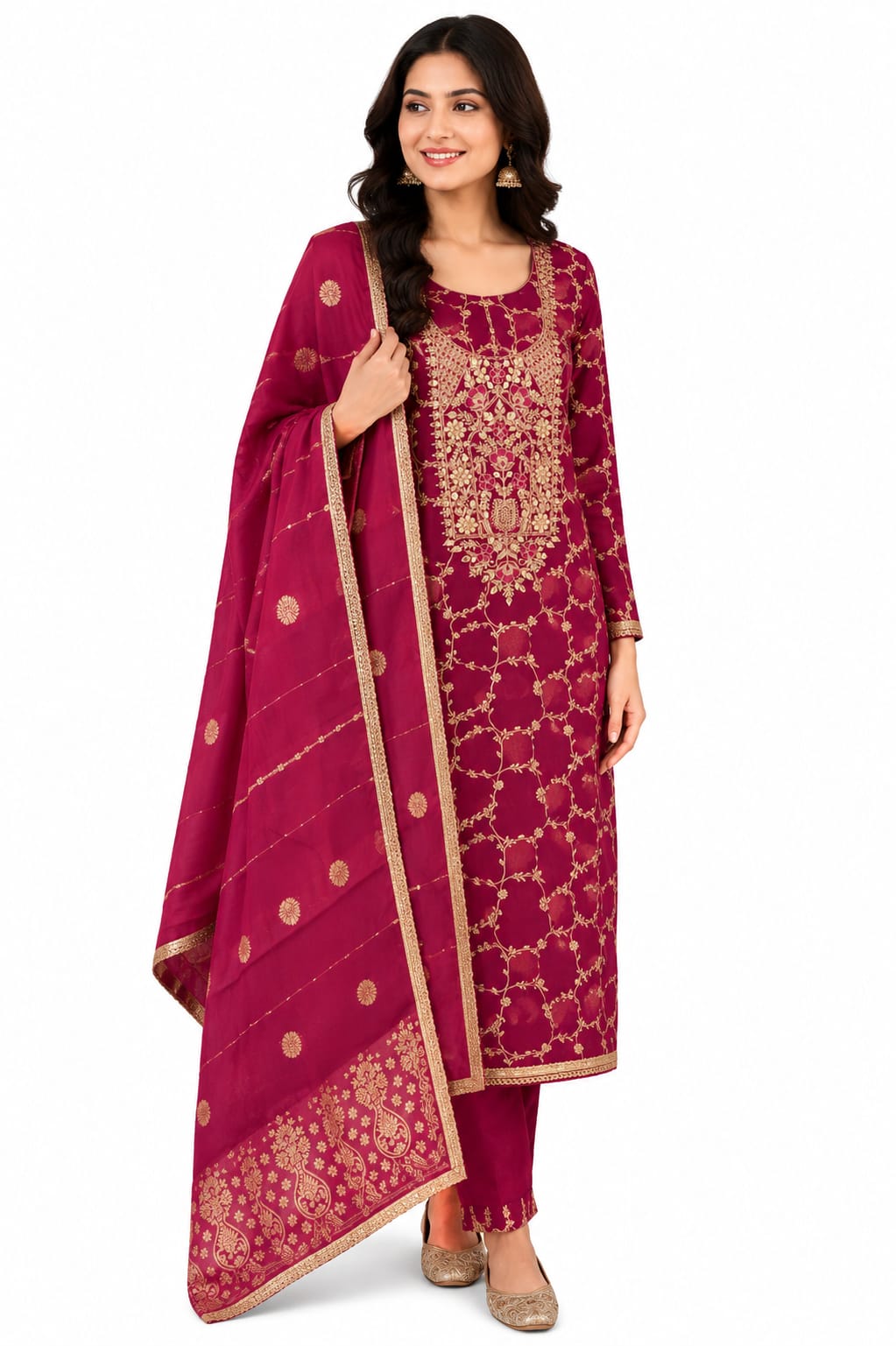 ✨Elegant Party Wear Traditional Un-stitched / Dress Material 3-Piece Suit Set ✨